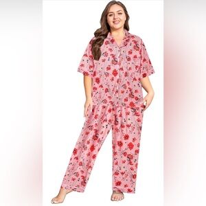 Pink Floral Pajama Set
